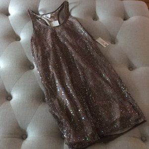 Beautiful sequin semi sheer shift dress NWT
